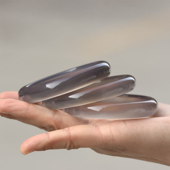 Bransoletka Buddha Stones Naturalny Szary Chalcedon Harmonia Bangle