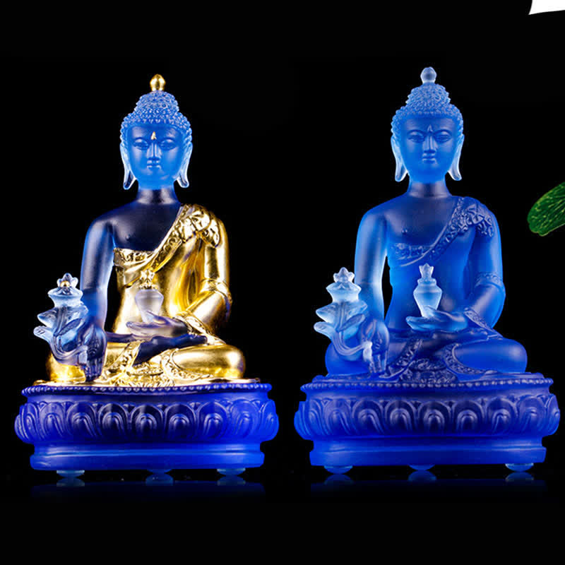 Buddha Stones Medycyna Budda Ręcznie Robiony Kryształ Liuli Dzieło Sztuki Współczucia Statua Ofiarowania Dekoracji Domu Biuro