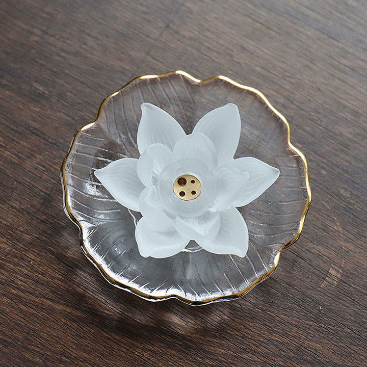 Buddha Stones Mini Lotus Liuli Kryształ Uzdrawiająca Medytacja Kadzidełko Palnik