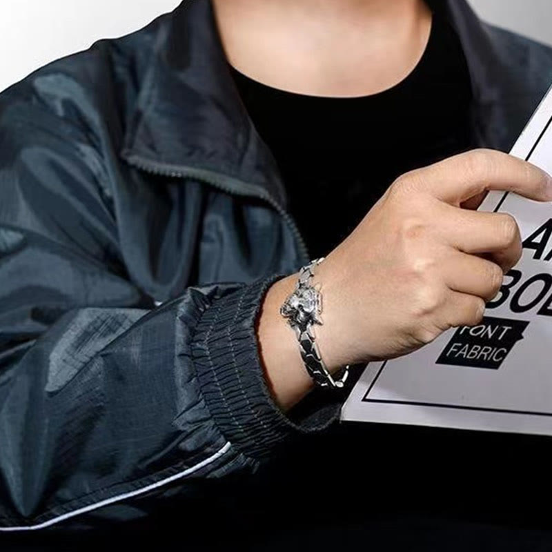 Bransoletka lecznicza z motywem głowy tygrysa i Buddha Stones