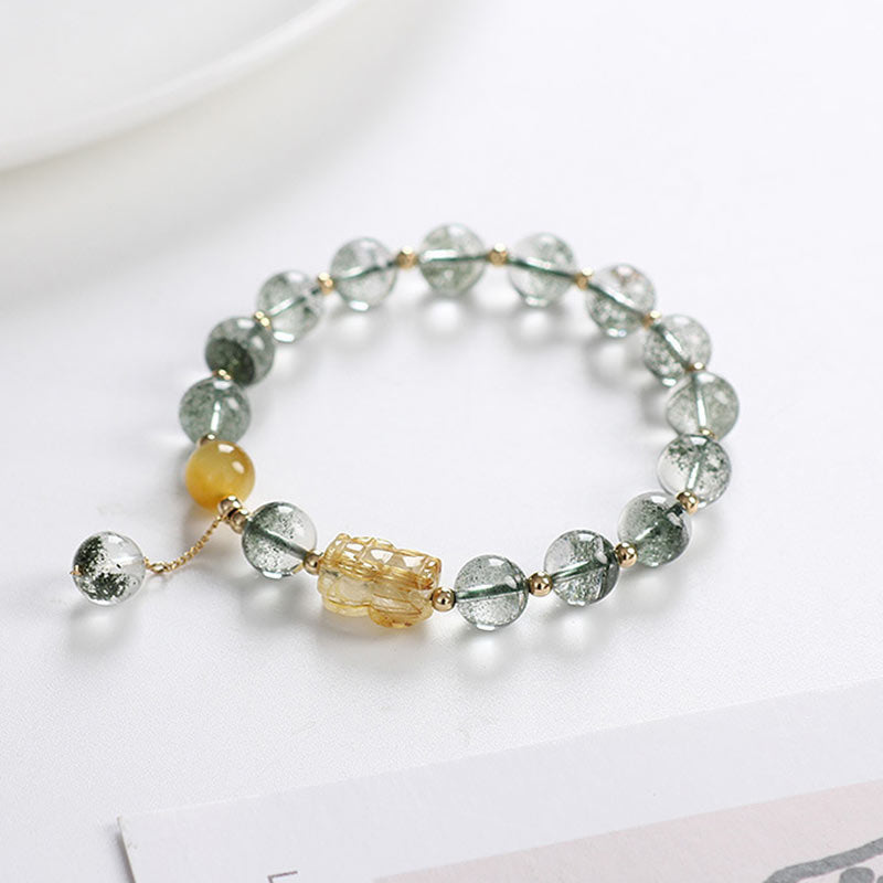 Bransoletka Buddha Stones Green Phantom Citrine PiXiu Confidence