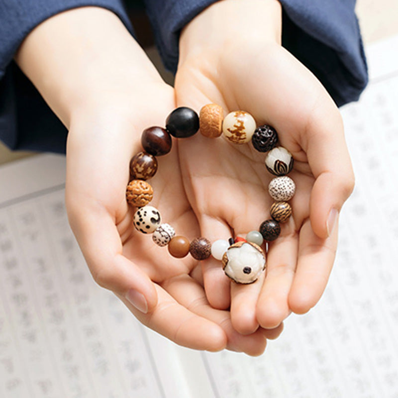 Buddha Stones Bodhi Nasiona Lotosu Mądrość Spokój Bransoletka Mala Na Nadgarstek