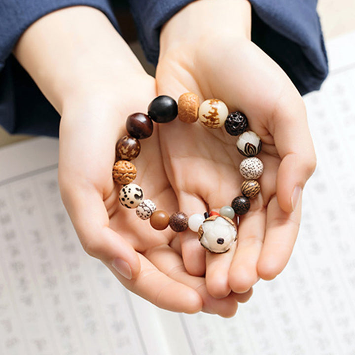 Buddha Stones Bodhi Nasiona Lotosu Mądrość Spokój Bransoletka Mala Na Nadgarstek
