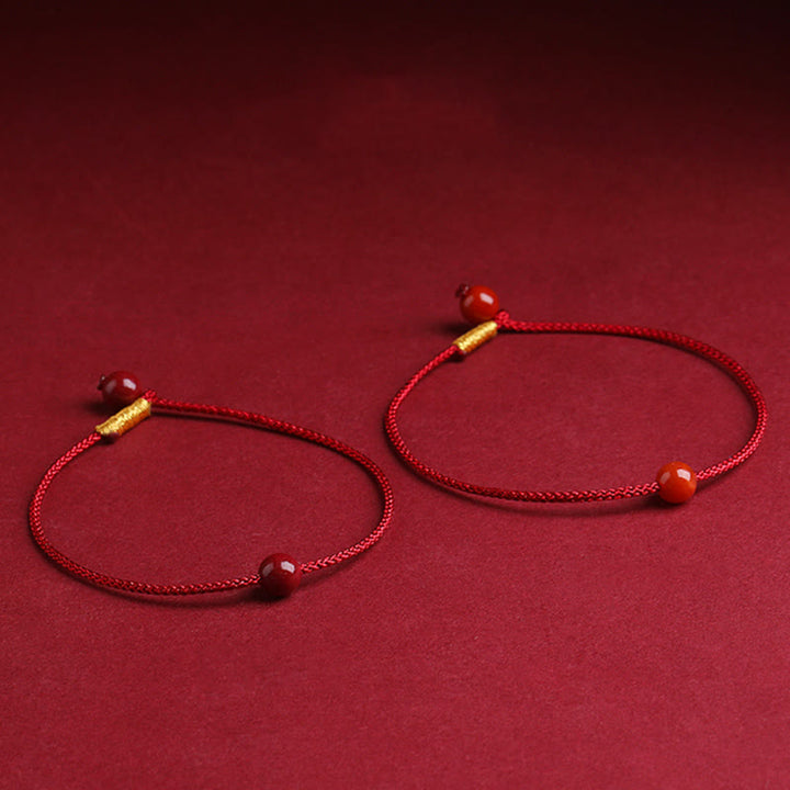 Bransoletka z naturalnego czerwonego agatu Cinnabar Red z Buddha Stones