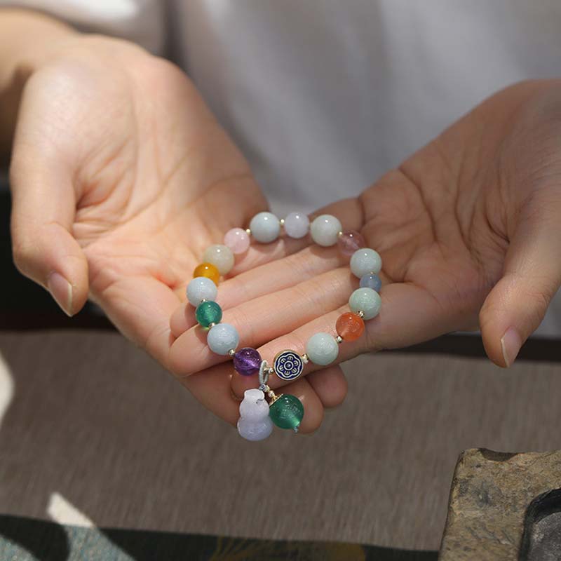 Bransoletka na szczęście Bransoletka z tykwy i jadeitu