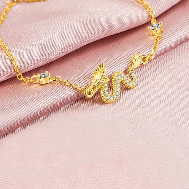 Buddha Stones 925 Srebro Sterling Rok Smoka Pomyślny Złoty Smok Szczęście Czerwona Bransoletka Łańcuchowa - image 13