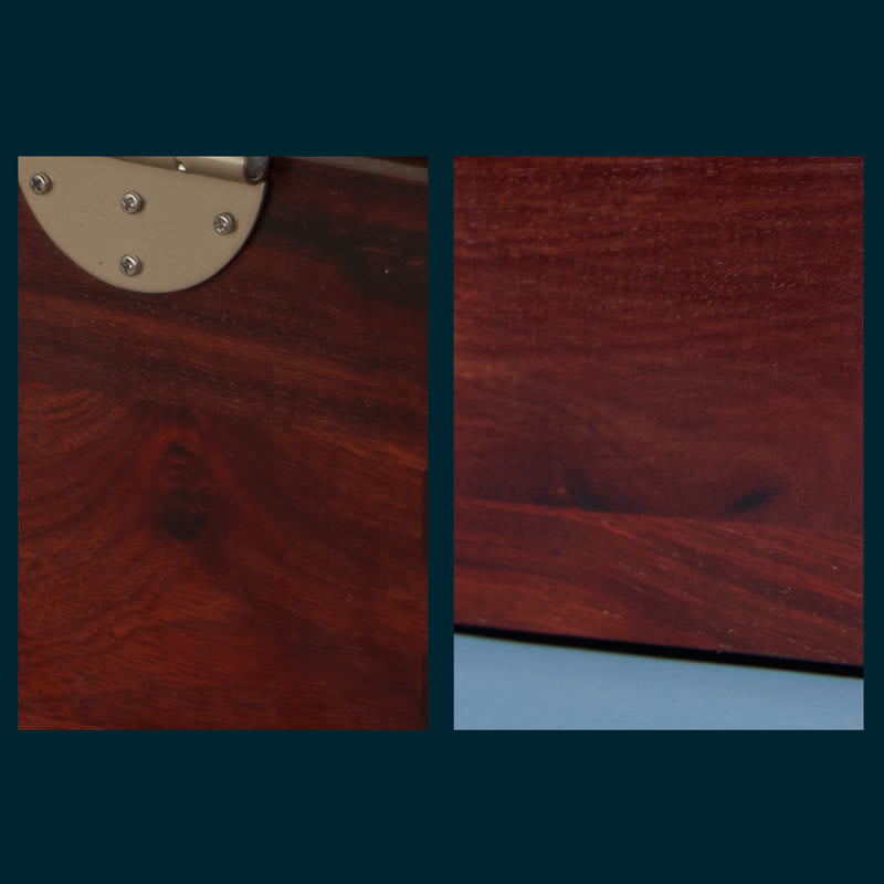 Antyczne ręcznie robione pudełko do przechowywania biżuterii z palisandru, zamykane, duże, dwuwarstwowe, drewniane pudełko na prezenty z kwiatami