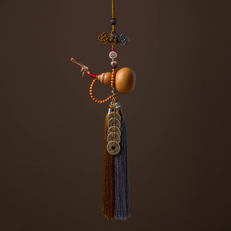 Buddha Stones Feng Shui Monety Tykwa Chiński Węzeł Szczęśliwe Monety Pięć Cesarskich Pieniędzy Bogactwo Frędzle Dekoracja