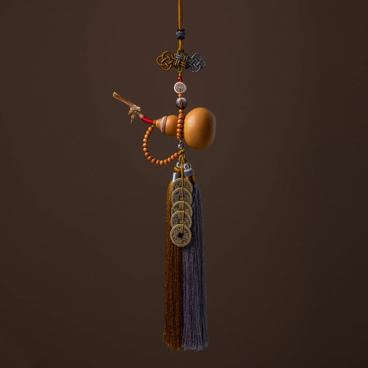 Buddha Stones Feng Shui Monety Tykwa Chiński Węzeł Szczęśliwe Monety Pięć Cesarskich Pieniędzy Bogactwo Frędzle Dekoracja