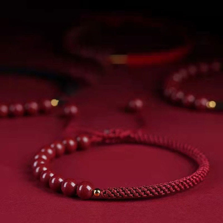 Buddha Stones Naturalna bransoletka z sznurka Cinnabar King Kong Knot Błogosławieństwo