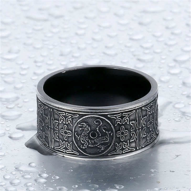 Buddha Stones Cztery Strażnicze Bestie Smok Biały Tygrys Suzaku Bazalt Rzeźbiony Pierścień Sukcesu Szczęścia