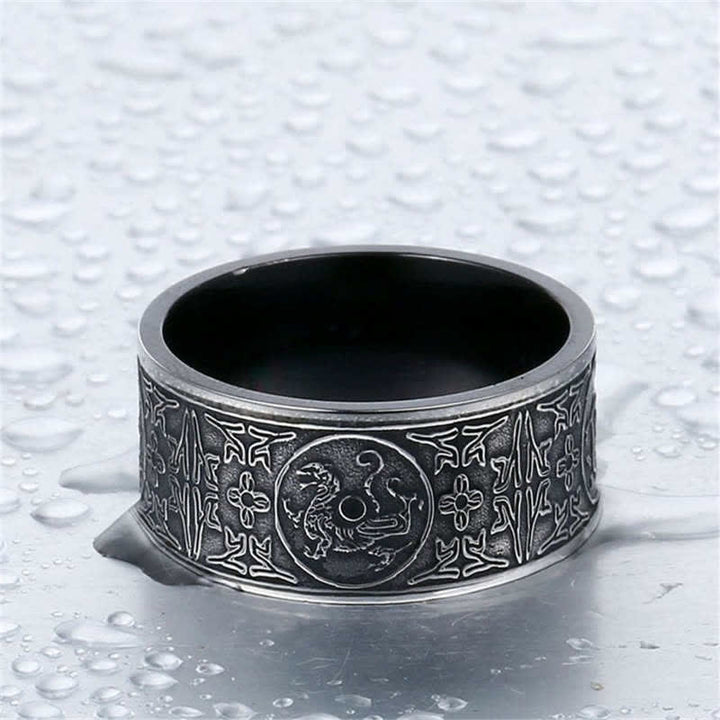 Buddha Stones Cztery Strażnicze Bestie Smok Biały Tygrys Suzaku Bazalt Rzeźbiony Pierścień Sukcesu Szczęścia