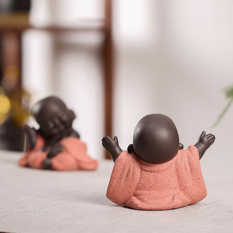 Buddha Stones Zawsze Uśmiechnięty Śmiejący się Budda Bogactwo Szczęście Fioletowa Glina Dekoracja Statuy Maitreya