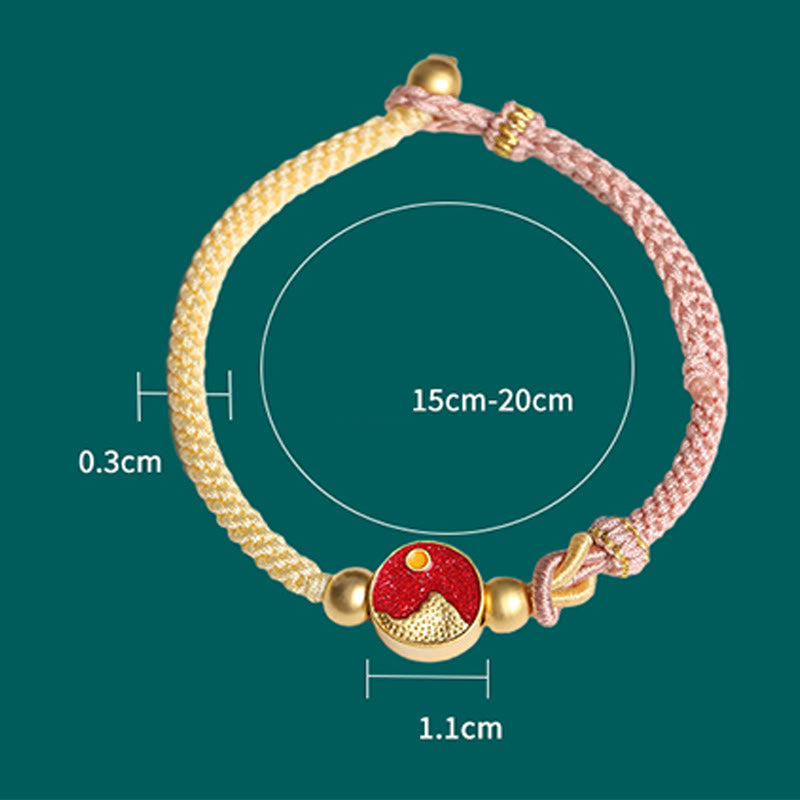 Bransoletka dla pary z ręcznie robionych Buddha Stones z motywem gór i morza, z wygrawerowanym szczęściem, dwukolorowa