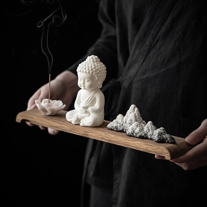 Buddha Stones Kwiat Lotosu Tathagata Kwan Yin Avalokitesvara Ksitigarbha Medytacja Ceramiczny Kadzidełko Dekoracja