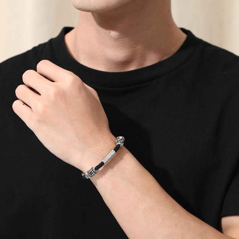 Buddha Stones Podwójna PiXiu Feng Shui Miedziana Moneta Om Mani Padme Hum Bransoletka Sznurkowa - image 7