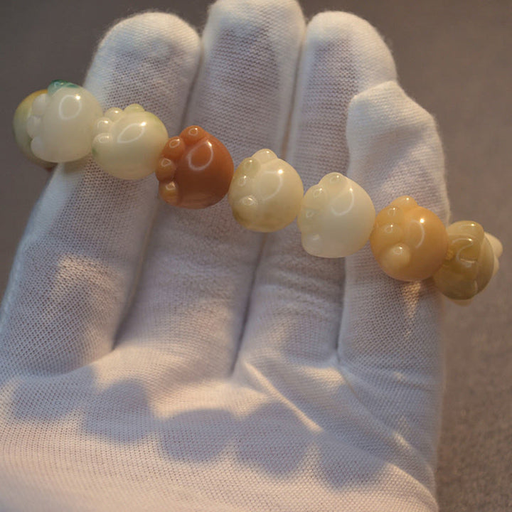 Wielowarstwowa bransoletka z Buddha Stones z nasionami Bodhi i słodkimi łapkami kota - image 9