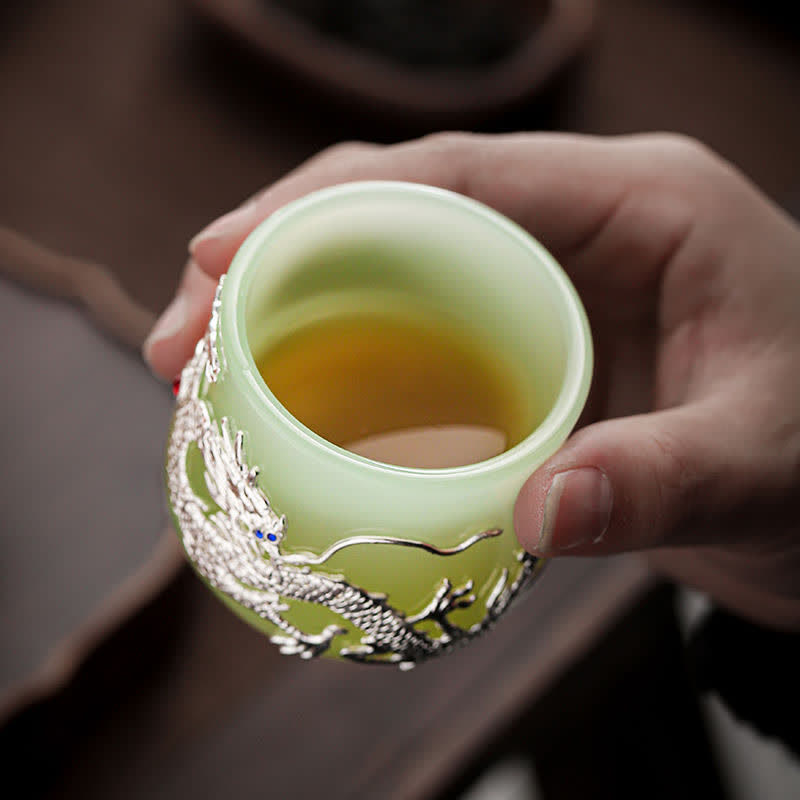 Buddha Stones Lotos Smok Feniks Kwiat Ceramiczny Filiżanka Filiżanki do Herbaty