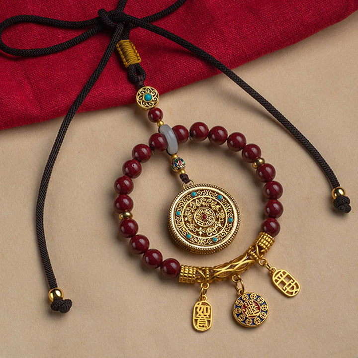 Buddha Stones Naturalne Cynober Życzenie Ruyi Pokój Błogosławieństwo Wisząca Dekoracja Samochodowa