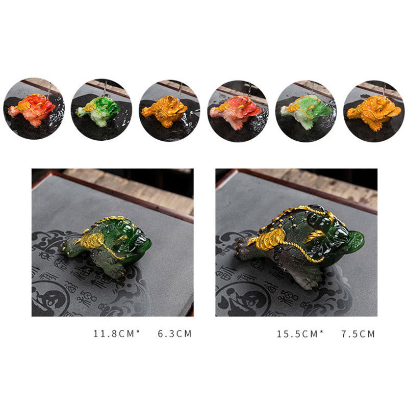 Buddha Stones Zmieniające Kolor FengShui Bogactwo Szczęśliwa Żaba Miedziana Moneta Herbata Zwierzę Żywica Figurka Dekoracja