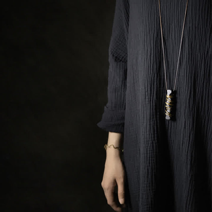 Buddha Stones Tybet Heban Drewno Miedź Równowaga Naszyjnik Pokój Wisiorek - image 11