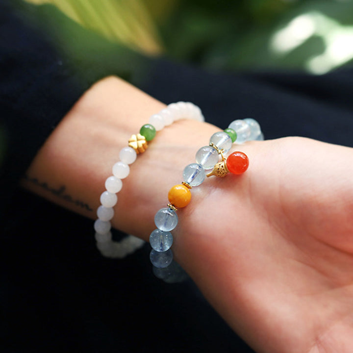 Bransoletka z akwamarynowo-czerwonym agatem Peace Gourd Charm