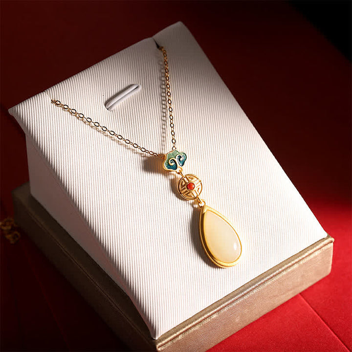 925 Srebro Sterlingowe Hetian Biały Jade Naszyjnik z Kroplą Wody Bransoletka Wisiorek