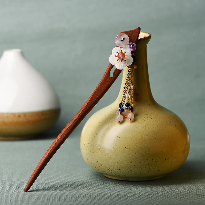 Czerwony sandałowiec różowy kryształowy urok uzdrawiająca spinka do włosów