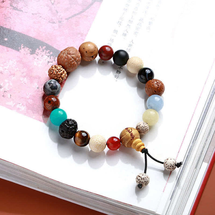 Bransoletka na nadgarstek Mala z Buddha Stones Bodhi Seed Agat Wisdom Harmony