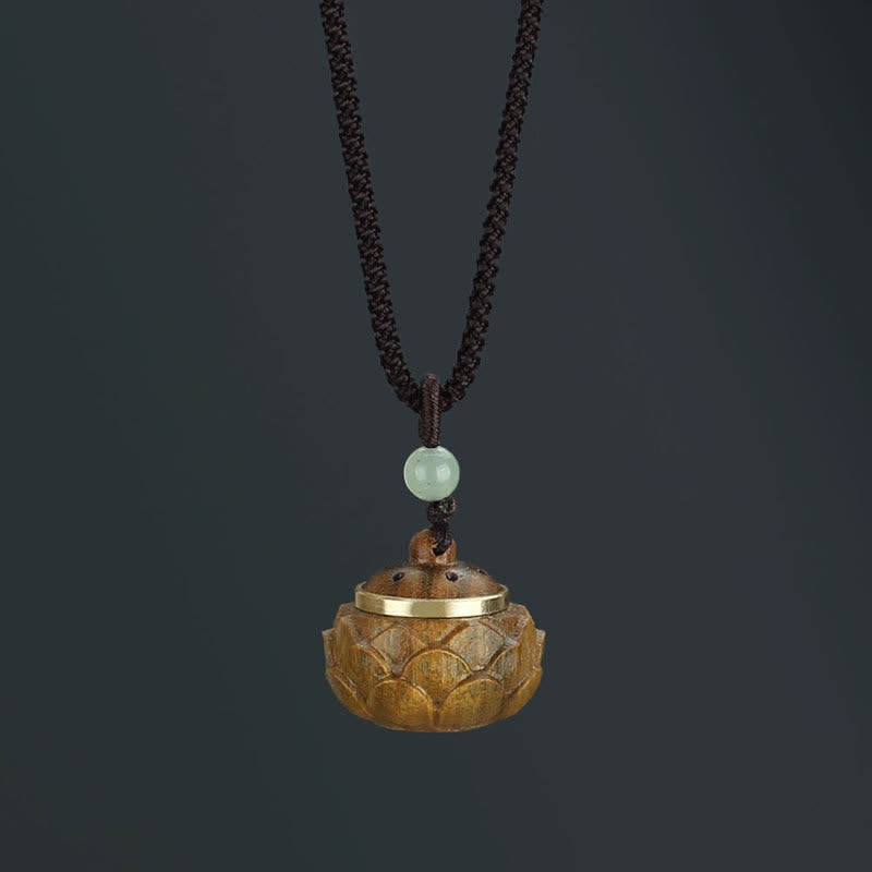Buddha Stones Tybet Zielony Sandałowiec Palisander Om Mani Padme Hum Lotus Pozytywny Uspokajający Naszyjnik Wisiorek - Lotus Green Sandalwood - image 9
