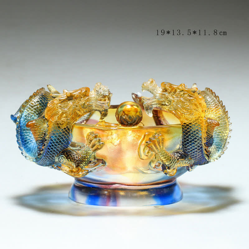 Buddha Stones Feng Shui Chiński Zodiak Smok Ręcznie Robiony Kryształ Liuli Sztuka Ochrona Dekoracja Domu Biuro