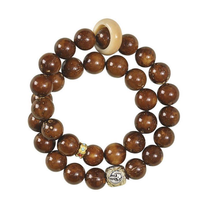 Buddha Stones Tybetańskie Naturalne Fioletowe Złoto Szczur Bodhi Nasiona Bogactwa Bransoletka Podwójnie Owijana