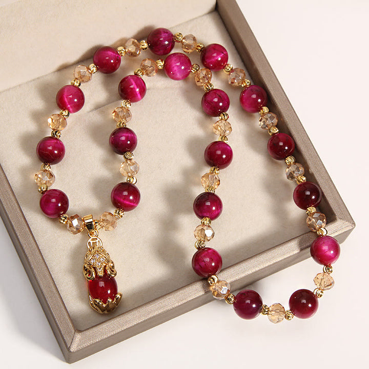 Bransoletka Tiger Eye PiXiu Fox Money Bag Protection Self Confidence Double Wrap