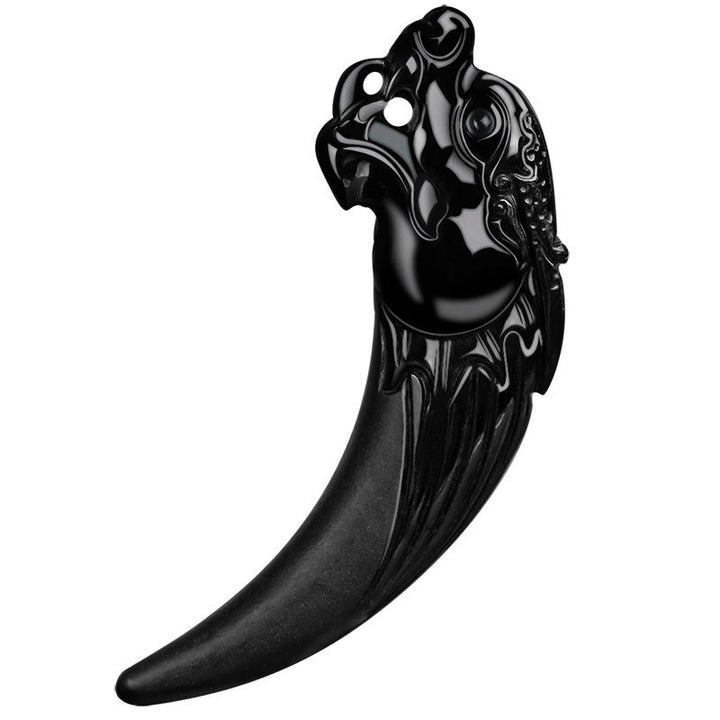 Buddha Stones Naturalny Czarny Jadeit Chiński Zodiak Wzór Zęba Smoka Naszyjnik Ochronny Wisiorek - image 9