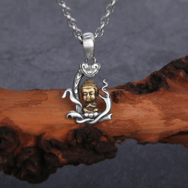 Buddha Stones 925 Srebro Sterlingowe Zen Budda Ruyi Uchwyt Naszyjnik Współczucie Wisiorek - Symbol Buddy (współczucie ♥ spokój) - image 1