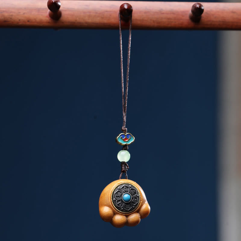 Buddha Stones Sandałowe Małe Liście Czerwone Drzewo Sandałowe Zielone Drzewo Sandałowe Szczęśliwy Kot Łapa Pazur Om Mani Padme Hum Ochrona Telefon Wiszący Dekoracja - Drzewo sandałowe (ochrona ♥ spokój) - image 9