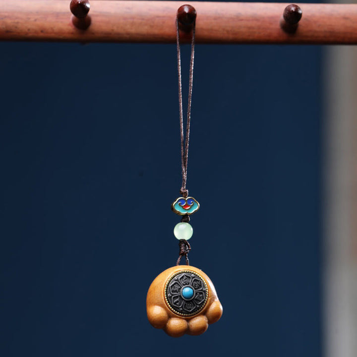 Buddha Stones Sandałowe Małe Liście Czerwone Drzewo Sandałowe Zielone Drzewo Sandałowe Szczęśliwy Kot Łapa Pazur Om Mani Padme Hum Ochrona Telefon Wiszący Dekoracja - Drzewo sandałowe (ochrona ♥ spokój) - image 9