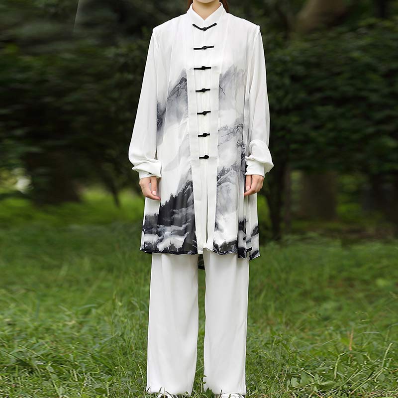 3-częściowy zestaw ubrań unisex do medytacji z malowaniem tuszem, duchową modlitwą, zen, tai chi, qigong