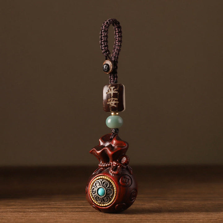 Buddha Stones Mały liść Czerwony sandałowiec Zielony sandałowiec Worek pieniędzy Om Mani Padme Hum Obrotowa ochrona wisząca dekoracja