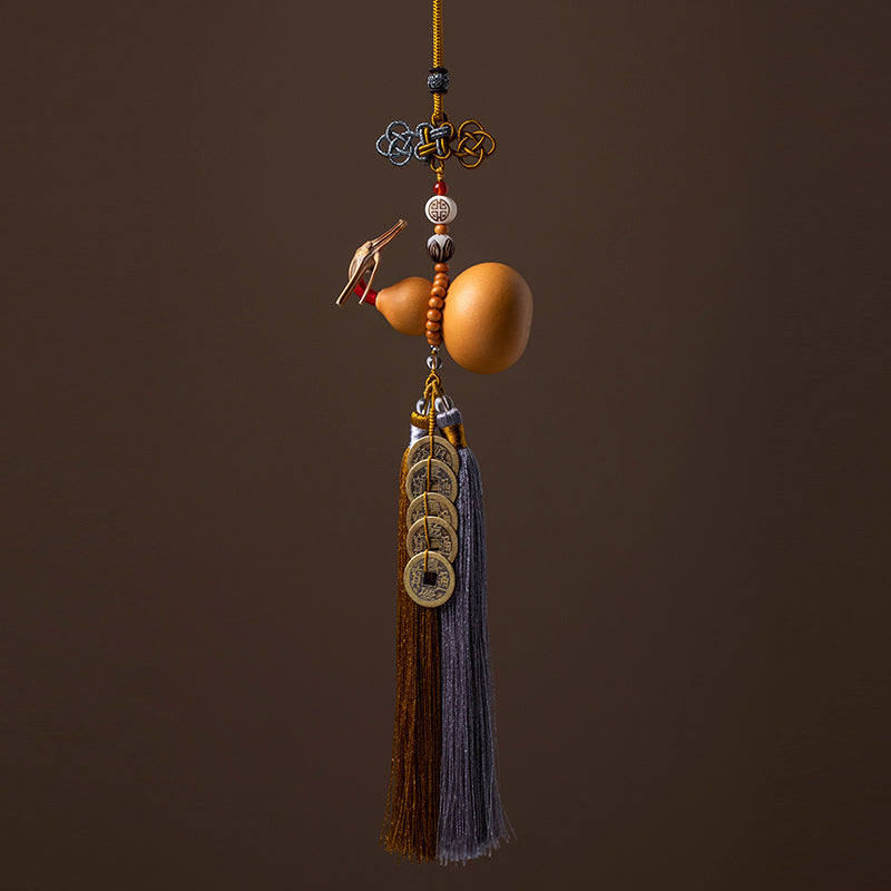 Buddha Stones Feng Shui Monety Tykwa Chiński Węzeł Szczęśliwe Monety Pięć Cesarskich Pieniędzy Bogactwo Frędzle Dekoracja