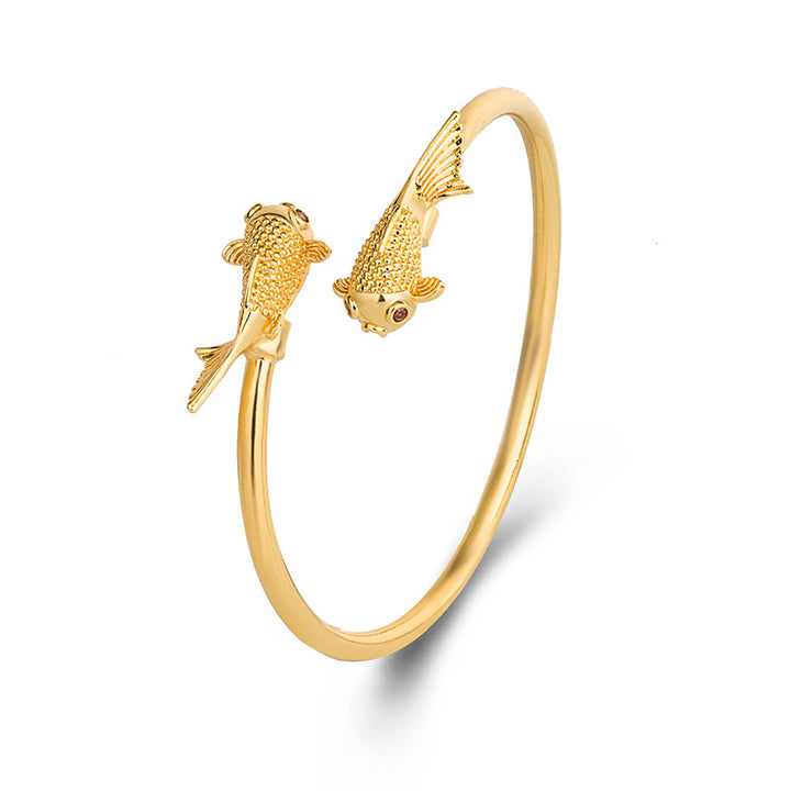 Bransoletka Buddha Stones Double Koi Fish Copper Prosperity Wealth