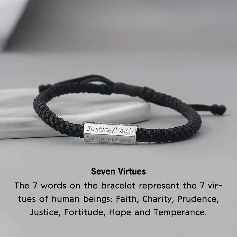Bransoletka pleciona ze sznurka Siedem grzechów głównych Siedem cnót