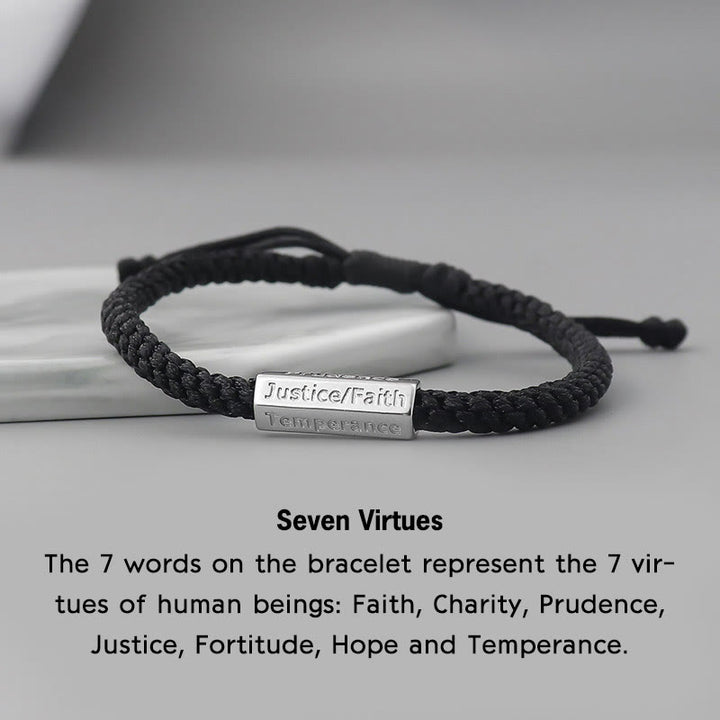 Bransoletka pleciona ze sznurka Siedem grzechów głównych Siedem cnót