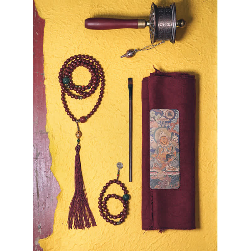 Bransoletka Bodhi Seed Cyan Jade Copper Peace Luck