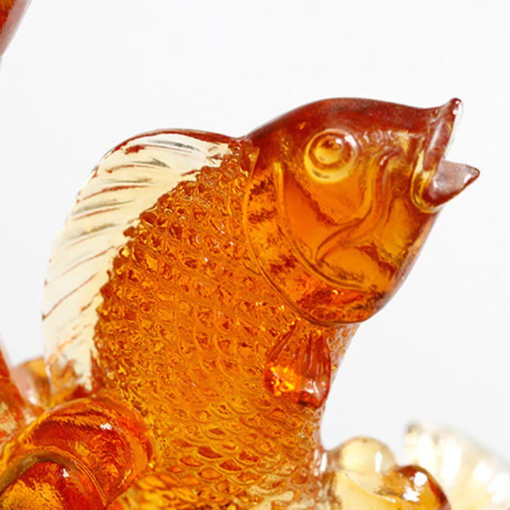 Buddha Stones Feng Shui Smok Koi Ryba Ręcznie Liuli Kryształ Sztuka Dekoracja Domu Biuro