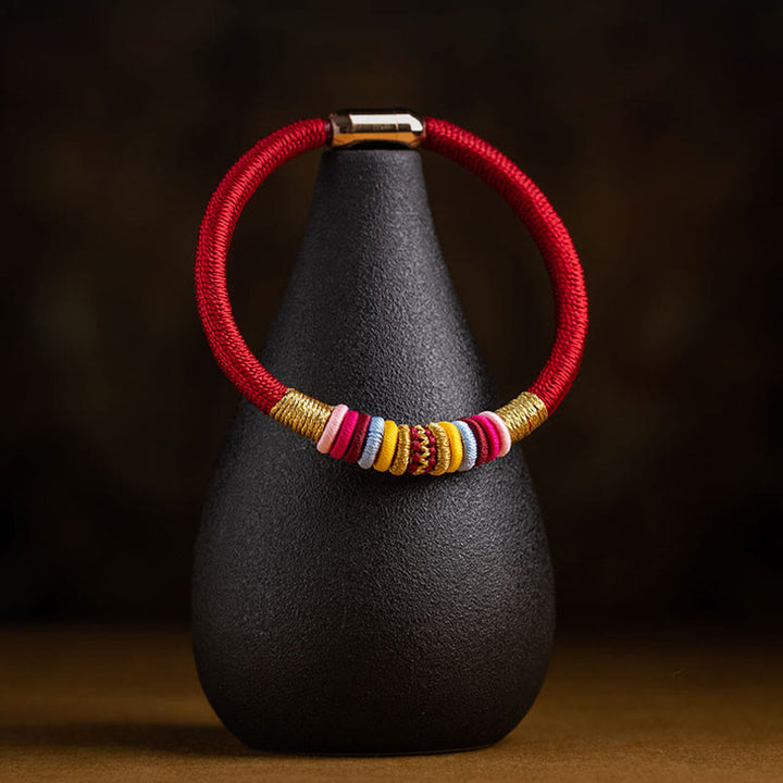 Buddha Stones Tybetańskie Ręcznie Robione King Kong Węzeł Ochrona Magnetyczna Zapięcie Bransoletka Pleciona