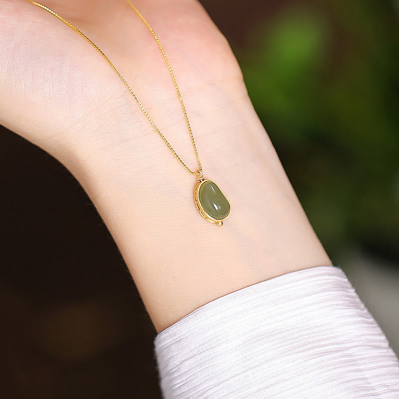 Buddha Stones 925 Srebro Sterling Naturalny Hetian Jade Cyan Jade Szczęście Śmiejący się Budda Motyl Naszyjnik Wisiorek - Miłość Fasoli - image 21