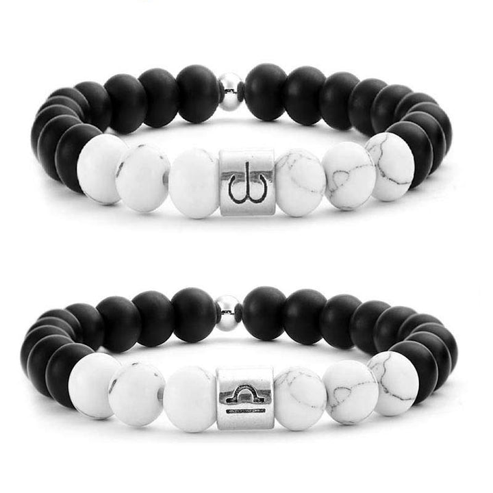 Buddha Stones 12 konstelacji zodiaku Naturalny matowy kamień Biały turkusowy koralik Bransoletka Fortune