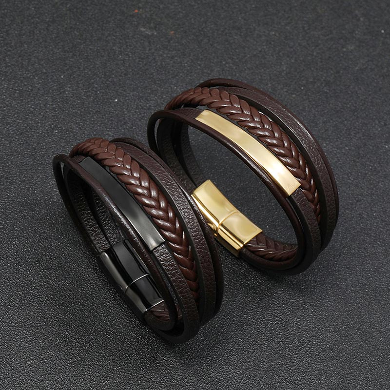 Bransoletka szczęścia ze skóry i Buddha Stones w prostym wzornictwie ze stali tytanowej