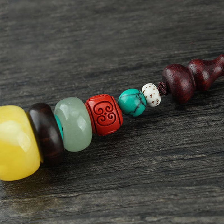 Zielony sandałowiec hebanowy tykwa siedmiowarstwowa pagoda pozytywna dekoracja telefonu wiszącego